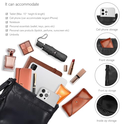 Image of Genuine Leather Crossbody Bag For Women - Medium Cross Body Handbag Purse
