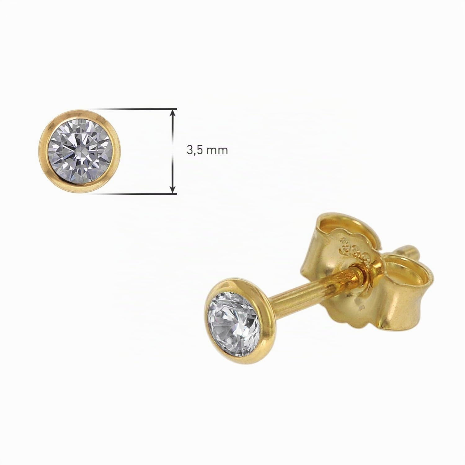 trendor Ohrstecker für Damen und Herren 333 Gold Zirkonia 3,5 mm 86304