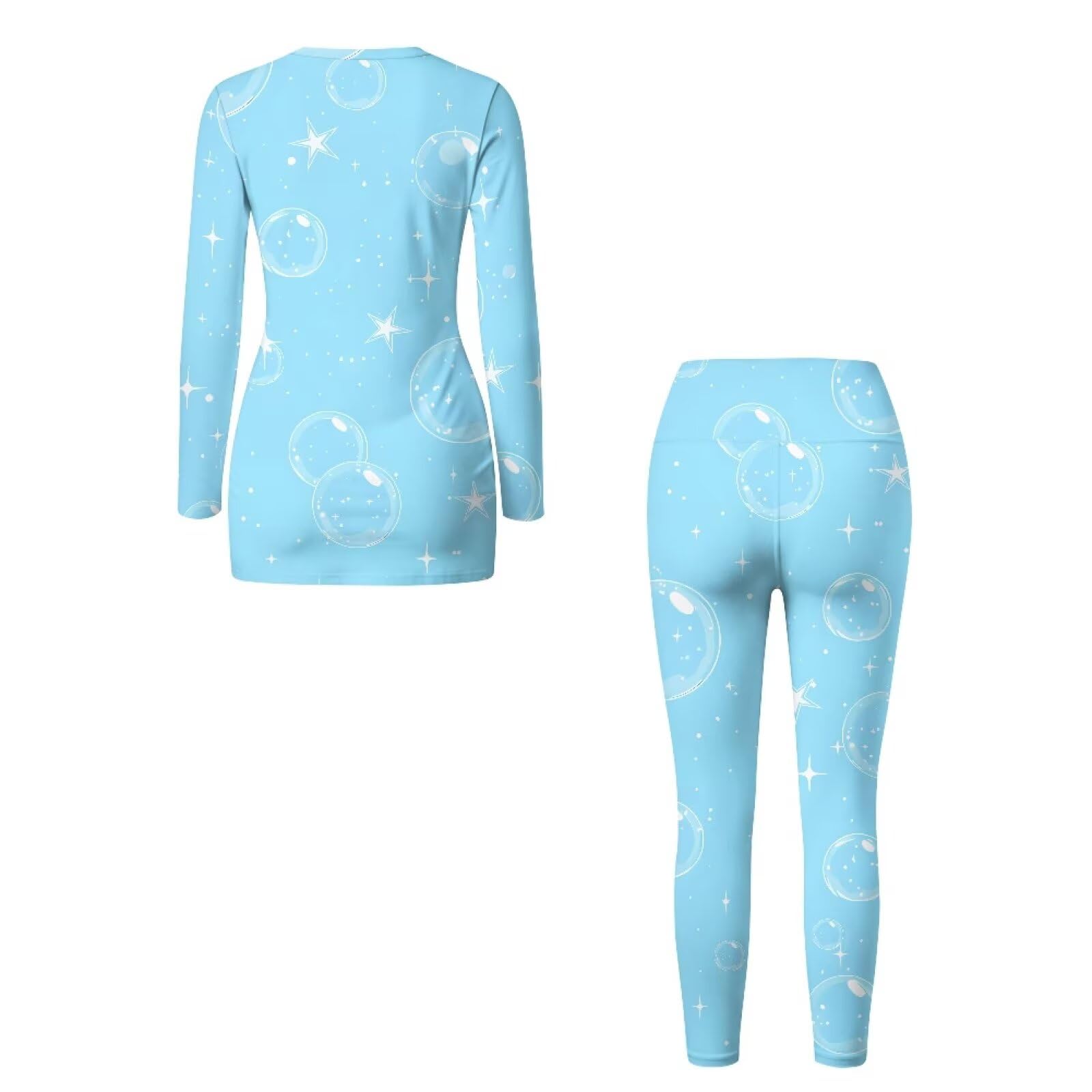 Set da yoga da donna, 2 pezzi, a maniche lunghe, girocollo, per sollevamento dei glutei