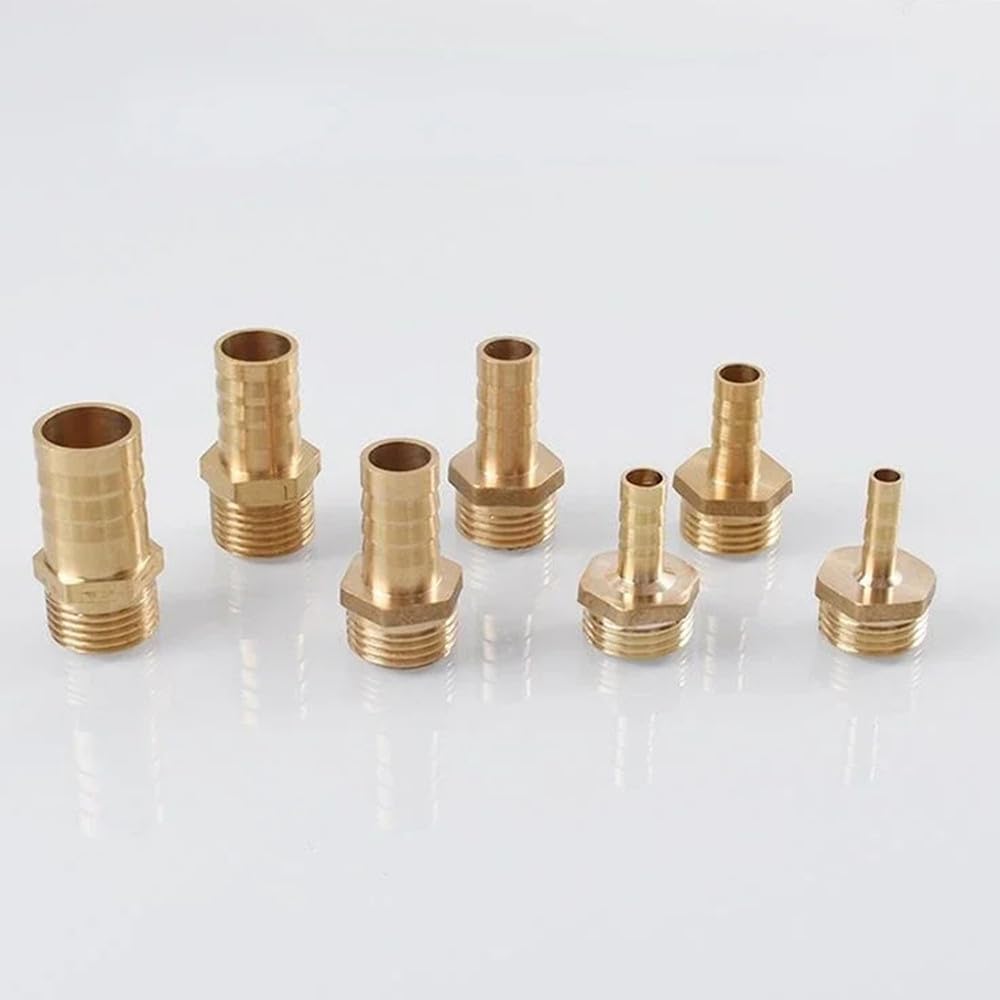 5 piezas de conexión de tubería de latón de 6/8/10/12/14/16 mm con cola de espiga para manguera de 1/8", 1/4" y 3/8" con conector macho BSP de cobre.