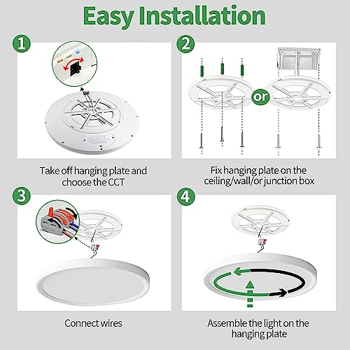 15.8 Inch LED Flush Mount Ceiling Light, 32W, 3480LM, 3000K/4000K/6000K CCT Selectable, Round Flat Panel Light Fits for Hallway, Kitchen, Bedroom, Laundry Room by FY WISDOM FLY LIGHTING - Image 6