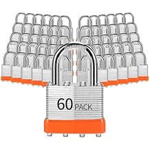 Padlocks Keyed Alike, Pack of 60, Laminated Steel Keyed Lock 1-9/16", 40mm, Padlocks with Same Key, Normal Shackle, for Toolbox, Locker & StorageUnit or More