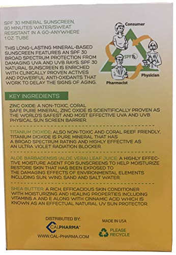 Spf Rx, Spf 30 Mineral Broad Spectrum Sunscreen, With Zinc Oxide And Titanium Dioxide, Waterproof, Sweat-Proof, Performance Sunblock Moisturizer For Face And Body, Reef Safe - 1 Oz, 12 Pack #TOP2