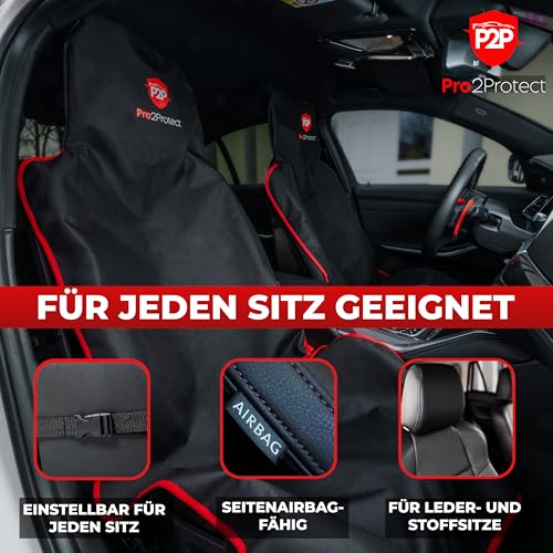 Pro2Protect® (2X Test SEHR GUT Autositzschoner Vordersitze | WASSERDICHT | 2er Set | Autositzbezüge Sitzauflage Sitzbezüge Auto | Schonbezug vorne, Autositzauflage Sitzschoner Auto Zubehör Innenraum
