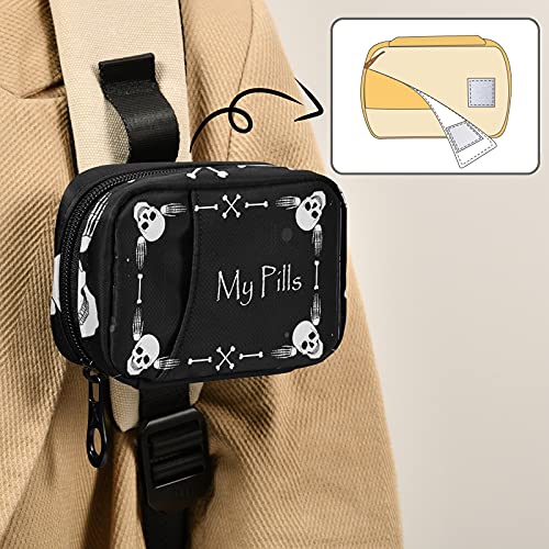 Image of Naanle Halloween My Pill Box 7 Day Skull Pill Case Travel Pill Organizer Bag with Zipper Portable Weekly Case Compact Size for Vitamin Supplement Holder