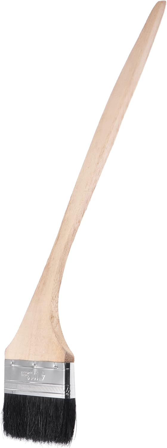 uxcell Bent Radiator Paint Brush 17" Length 4" Width Bristle with Long Wood Handle for Wall Treatment Black 17" x 4"