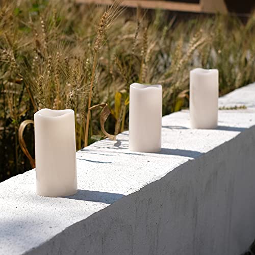 Image of NONNO&ZGF 3X 6'' Outdoor Waterproof Flameless Candles, 3 Pack, Warm White LED Resin Rainproof Pillar Battery Plastic Candle with Remote Control /Timer.