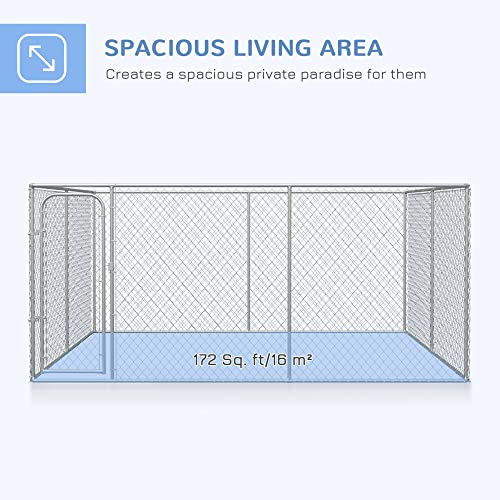 Pawhut 172.2 Sq. Ft. Dog Playpen Outdoor, Walk-In Dog Run Kennel Puppy Exercise Pen With Galvanized Steel Frame, For Small And Medium Dogs, 13.1' X 13.1' X 6' #TOP3