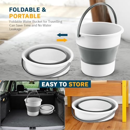 Image of 10 L Silicone Bucket Foldable Collapsible Water Bucket for Bathroom Cleaning Car Washing Camping, Beach Trips, Fishing, Outdoor Travel, Household Use | Portable Lightweight Multicolored