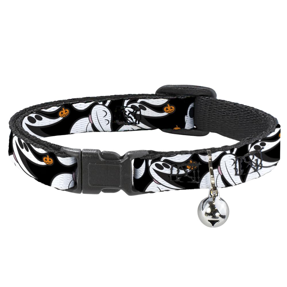 Buckle-Down Cat Collar Breakaway Nightmare Before Christmas Zero Pumpkin Expressions 8 to 12 Inches 0.5 Inch Wide