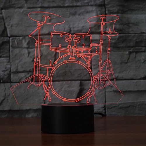 Preisvergleich Produktbild Schlagzeuginstrument 3D Illusion Light mit Farbsteuerung 7 Farbwechsel für Schlafzimmer Home Decoration, Hochzeit, Geburtstag, Weihnachten Geschenk