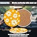Car Cup Holder Coaster - Groovy White Sunflower Smiley Face Absorbent Ceramic Coaster,Yellow Drink Cup Holder Coasters, Auto Interior Accessories, Drink Cup Holder Coasters for Women & Men Pack of 2