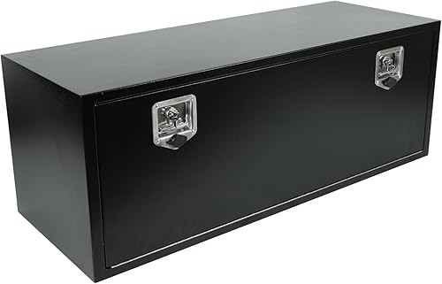 Miniatura 44 de Caja de herramientas de 48x24x24 pulgadas, caja de almacenamiento negra de aluminio para cama de camioneta pickup con cerradura y llaves, exterior,