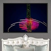 Framed Canvas Wall Art City Illuminations Aerial Cityscape Contemporary Multicolor Photography Places Realism Ultra Urban - 16x24 inches