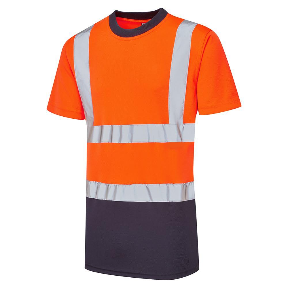 Expert Workwear Hi Vis T-Shirt Safety Work Crew Neck Short Sleeve T Shirt Security - Yellow Orange Black Orange/Yellow
