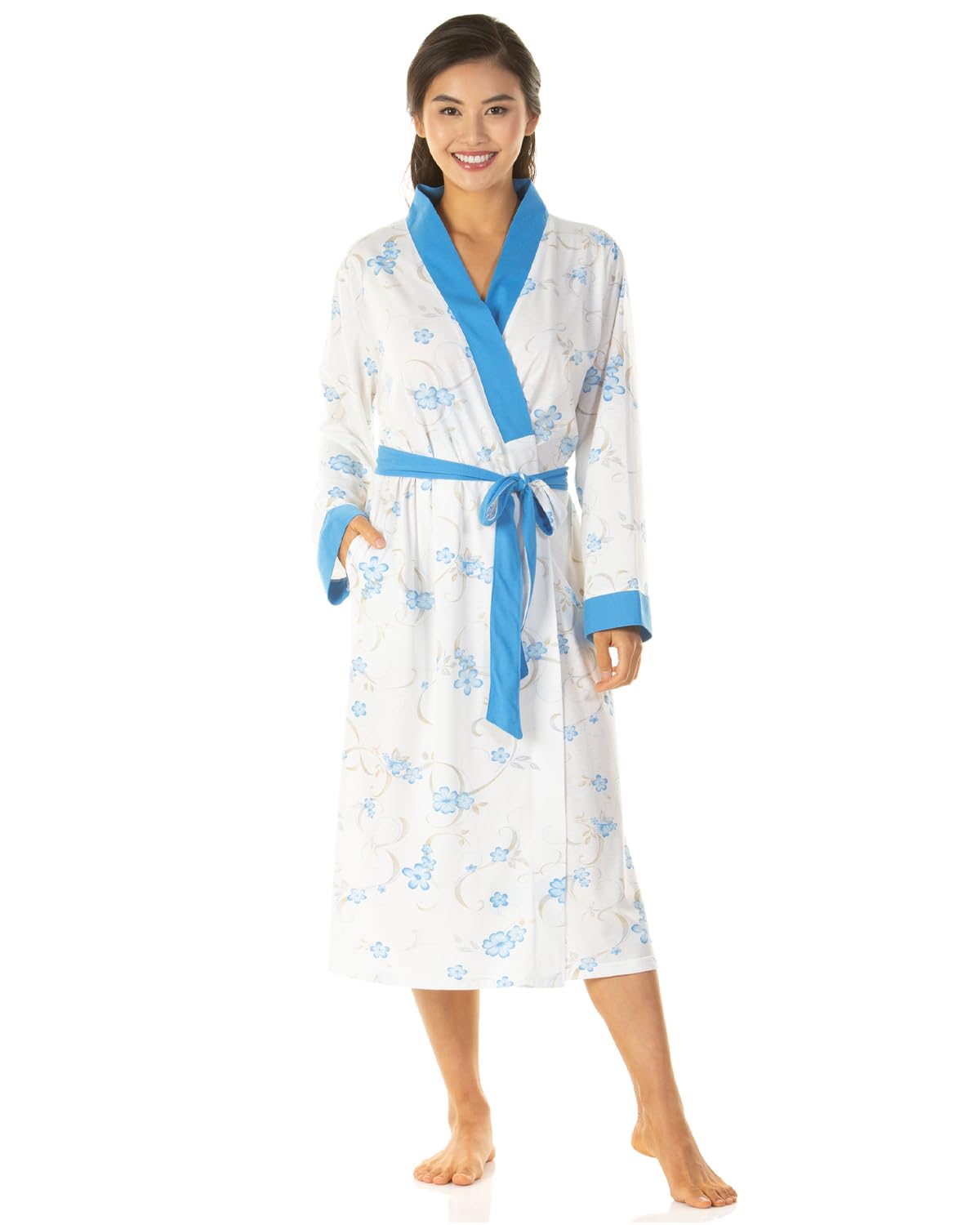 Slumber Hut Ladies Jersey Polycotton Long Dressing Gown (22/24, Blue)