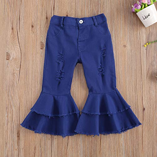 FYBITBO Toddler Baby Girls Bell Bottoms Jeans Ruffle Ripped Jeans Flare Pants Denim Jeans Leggings Trousers2