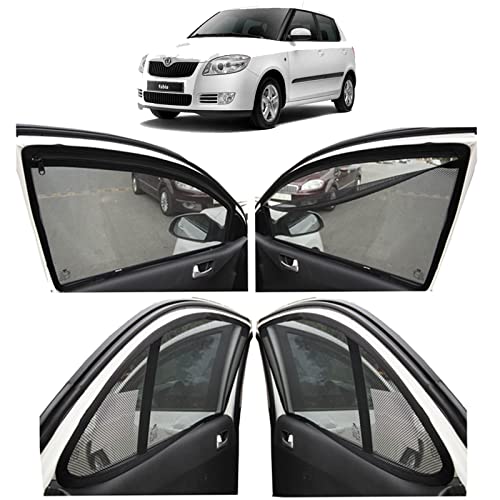 Image of Autofact Car Accessories Zipper Magnetic Sunshades Compatible for Skoda Fabia