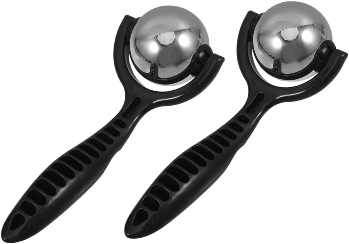 Stainless Steel Massage Ball Roller Set with Handle, 2pcs Manual Muscle Massager Balls for Back Neck Legs, Low-Temperature Resistant Body Massage Tool for Fitness and Relief