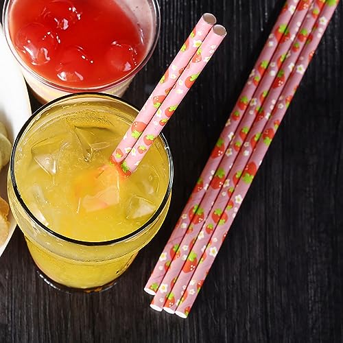 100 pitillos de papel con diseño frutal biodegradables miniatura 5