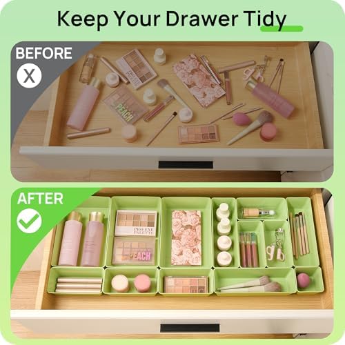 25 PCS Plastic Drawer Organizers Set, 4-Size Versatile