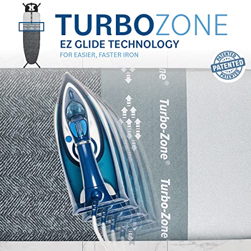Bartnelli Heavy Duty Ironing Board 48X15 | Designed & Made In Europe With Patent Technology, Turbo & Park Zone, Features: 4 Layer Cover &Pad,Height-Adjustable,4 Premium Steel Legs,Upgraded Iron Rest. #TOP3