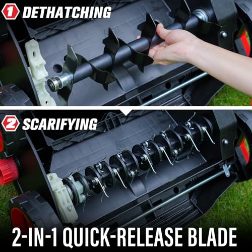Mzk ET2403 15-Inch 13-Amp 2-In-1 Electric Dethatcher And Scarifier W/Removeable 11.9-Gallon Collection Bag thumb #3