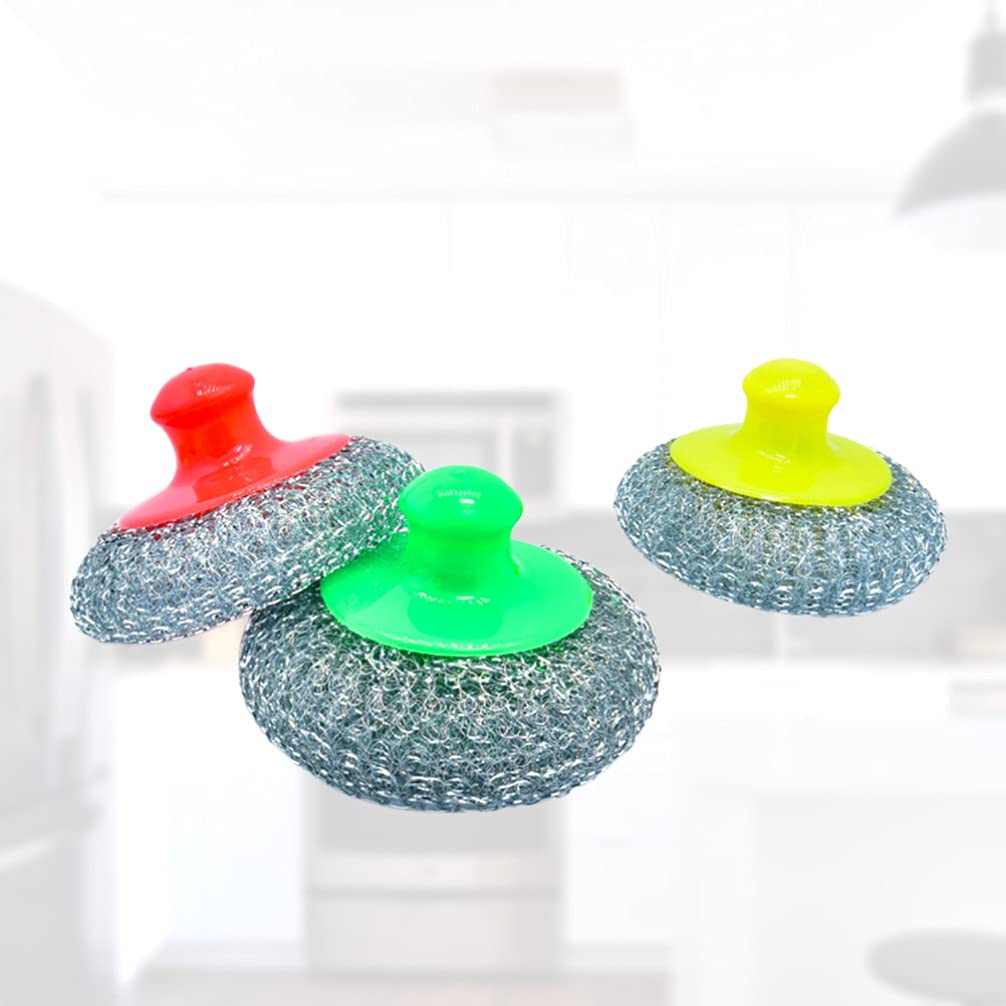 Cabilock Dishwasher Cleaner 8pcs Stainless Steel Sponges Metal Scouring Pad cleaning Steel Wool Scrubber with Handle for Kitchens Bathroom Scouring Pads Sponge - Image 2