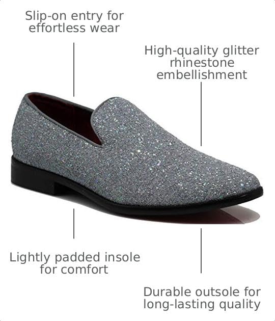 Image of SPK04 Men's Vintage Glitter Dress Loafers Slip On Shoes Classic Tuxedo Dress Shoes