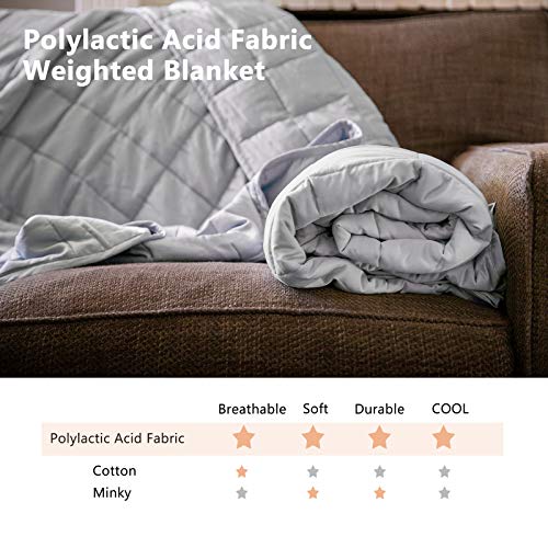 Image of ZonLi Bomboo Cooling Weighted Blanket, Oeko-Tex Certified Soft Breathable Weighted Blankets with Premium Glass Beads (48''x72'' 15lbs, Pla Light Grey), Suit for Person (~190lb) / Twin /Full