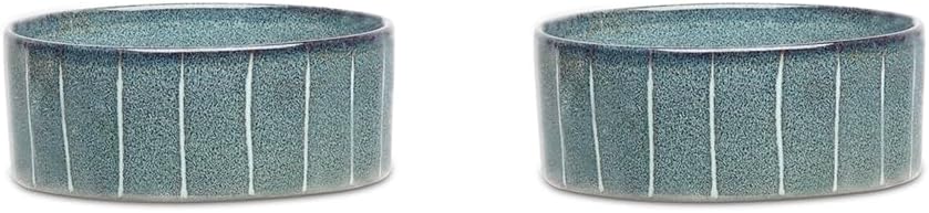Scruffs Ceramic Heavy Duty Reactive Glaze Pet Bowls - 2pc Set - Grey Pinstripe - 13cm 4 51yWtVYYcqL. AC SL1000