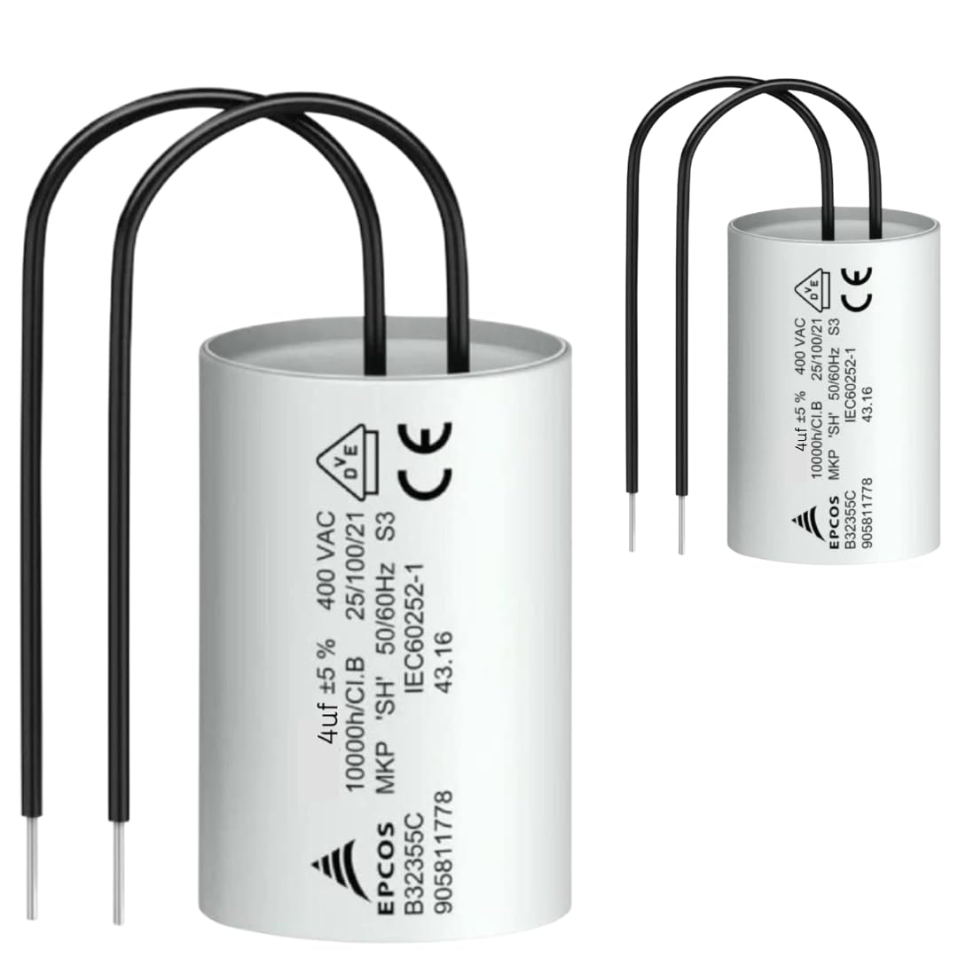 EPCOS 4MF 4uF 440VAC 50/60Hz Capacitor (Pack of 2) - Round, Polycarbonate, Snap-In Mount - Suitable for Ceiling Fans, Coolers, Motors, Air Coolers, Chimneys-image-26