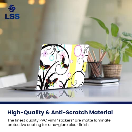 Image of LSS 17 17.3 Inches Laptop Notebook Skin Sticker with 2 Wrist Pads - Reusable Cover Protector Vinyl Sticker Cover Decal Fits 17 inch - 19 inch HP Asus Acer Samsung - Butterfly Escape Floral