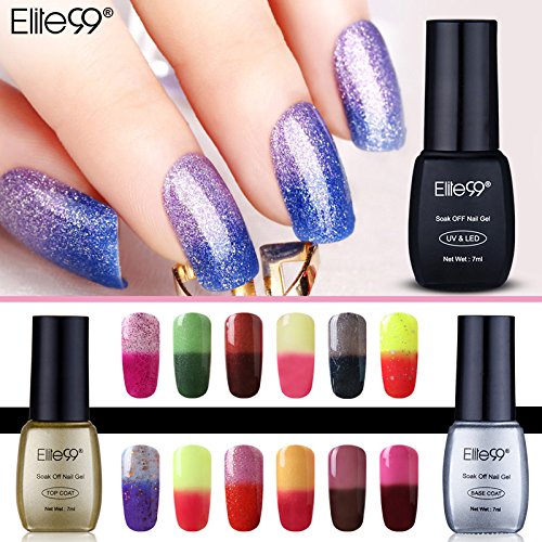 Elite99 Temperature Color Change Nail Polish, UV LED Soak Off Nail Art Gel Polish, Thermal Color-Changing Manicure 7ML 5040