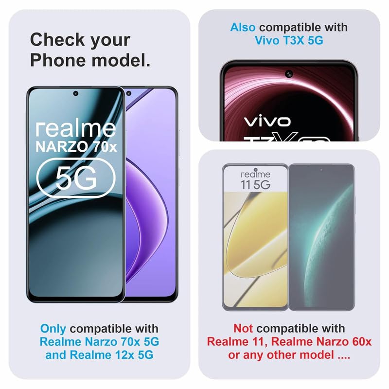 Image of Screen Protector Tempered Glass For Realme Narzo 70X 5G Cellphone With Easy Installation Kit