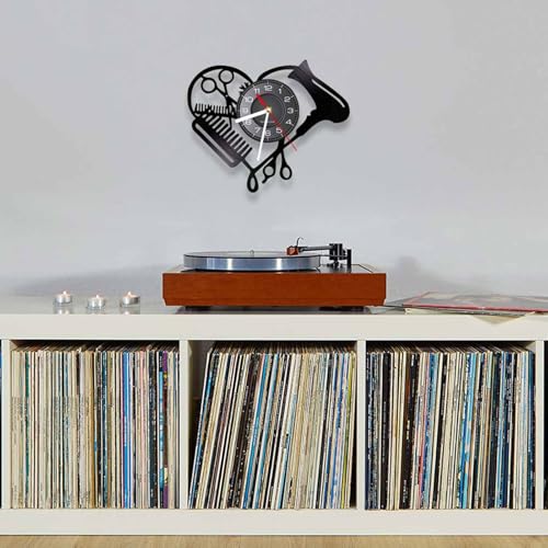Horloge murale LED de coiffure silencieuse avec ciseaux et peigne - 4