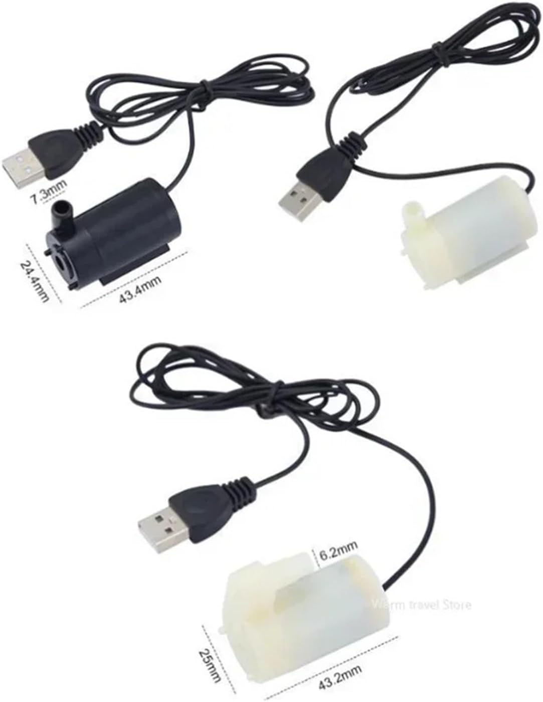 USB 5V Water Pump Low Pressure Micro Mini Submersible Pump Ultra Quiet USB Craft Fountain Aquarium(White,Vertical)
