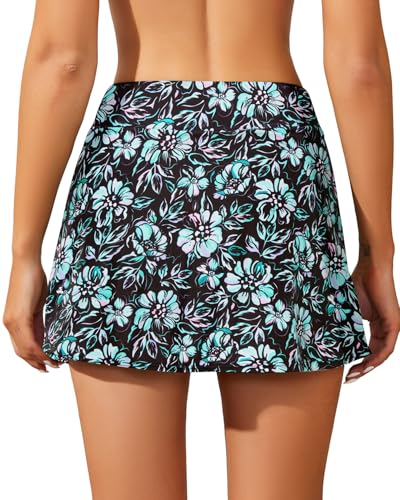 Image of Women Swim Skirt Tummy Control Swimsuit Skirt with Built-in Shorts High Waisted Split Swim Bottom (Available in Plus)