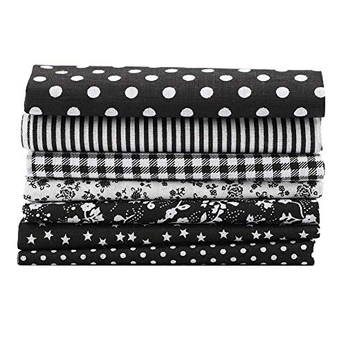 Quarters Cotton Telas De Algodonricano Por Metro 7 Uds 50 * 50Cm Tela De Algodón Diy Surtidos Pre Ropa De Cama Kit Quarters Bundle (Serie negra)