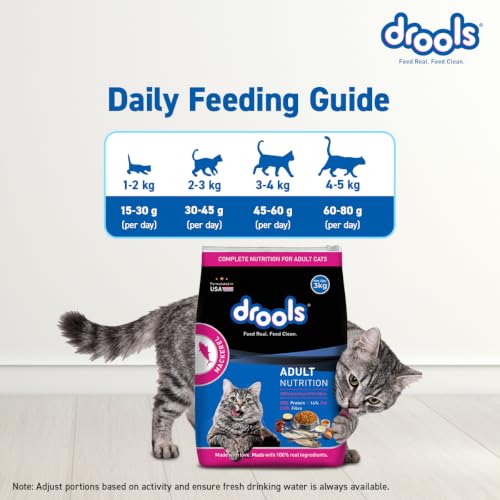 Image of Drools Adult Dry Cat Food 1.2kg Pack | Mackerel Flavour | Enriched with Essential Nutrients | Supports Skin & Coat | Complete Nutrition | Aids Digestion | Promotes Growth