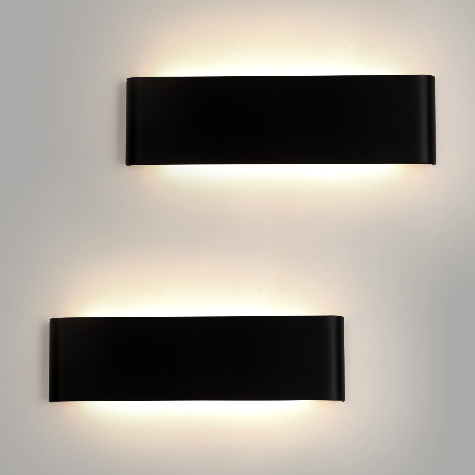 Mille Lucciole 2 Piezas Aplique Pared Interior 18W Arriba y Abajo Lampara Pared Interior 31CM Apliques Pared Aluminio Moderno/Decorativo 4500K Blanco Neutro 2160LM Apliques Pared Dormitorio Negro