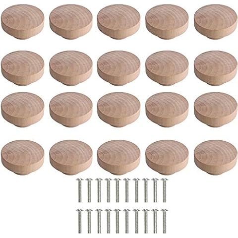Wooden Door Knobs 20pcs Creative Round Mushroom Shape Wooden Door Knobs Drawer Handle Pulls for Cupboards Wardrobes Cabinet Drawer and Room 50x25mm Cover