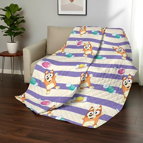 Image of Northwest Bluey Bingo Candy Land Quilted Throw Blanket - Official Cartoon Throw Blanket Featuring Bluey, for Adults Boys Girls Bed, Couch, or Playroom, 60 x 80 Inches