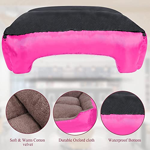 Image of MUDDY PAWS Reversible Sofa Style Dog Bed - XXL (95 x 73 x 22 cm) - Plush Fur Surface, Removable Cushion & Anti-Skid Base - Pink & Brown