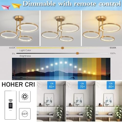 Lustre plafonnier LED moderne ajustable avec éclairage télécommandé