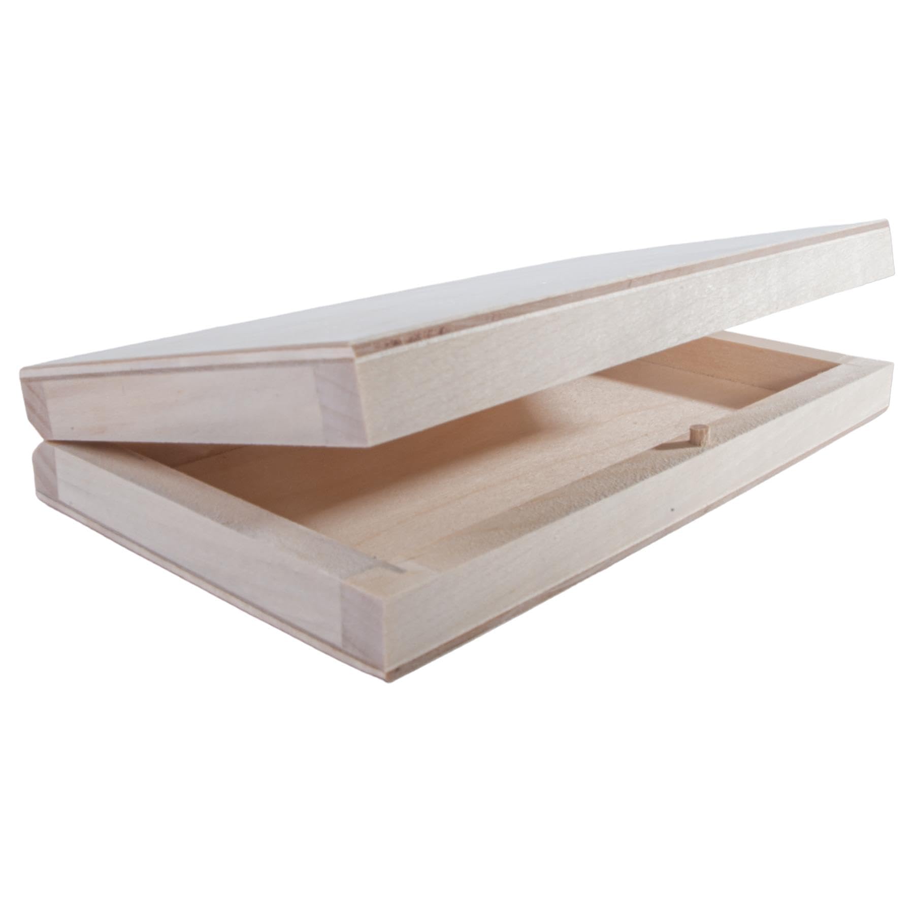 Woodeedoo Natural Small Shallow Slim Wooden Box | 17 X 9.5 X 2.8 Cm | Bolt Closure Keepsake Gift Holder Case | Plain Decorative Wood