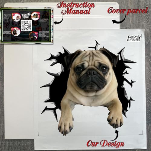 Image of Vinyl Dog Stickers - Car Decals for Women, Pug Stickers for Dog Lovers