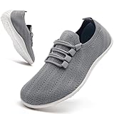 EKRBXA Womens Tennis Running Shoes Slip on Walking Gym Workout Sneakers Lightweight Breathable Non Slip Mesh Jogging Shoe Gray Size 8.5