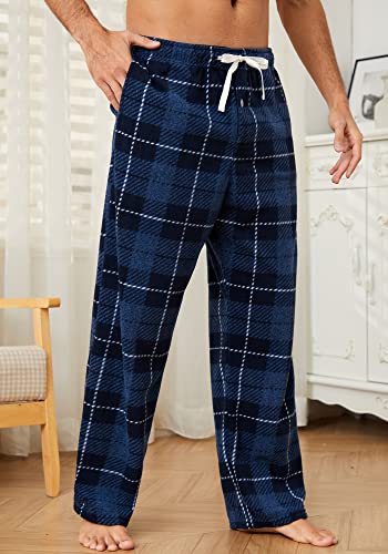 Image of U2SKIIN Mens Fleece Pajama Pants, Warm Plaid Lounge Pj Bottoms