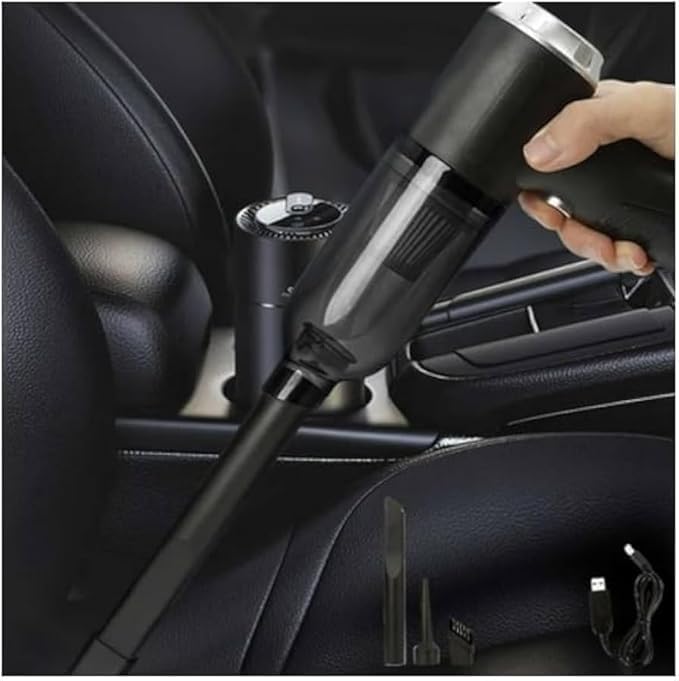 Image of 3 Attachments 3 in 1 Portable Car Vacuum Cleaner with Blower Reusable,Portable,Rechargeable Wireless Handheld Car Vacuum Cleaner Traveling, Camping -Black